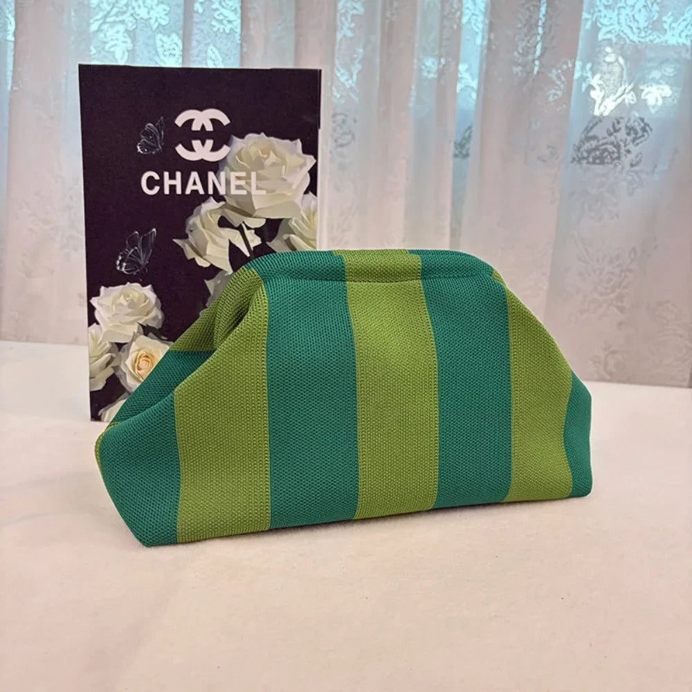 Striped Knitted Makeup Pouch