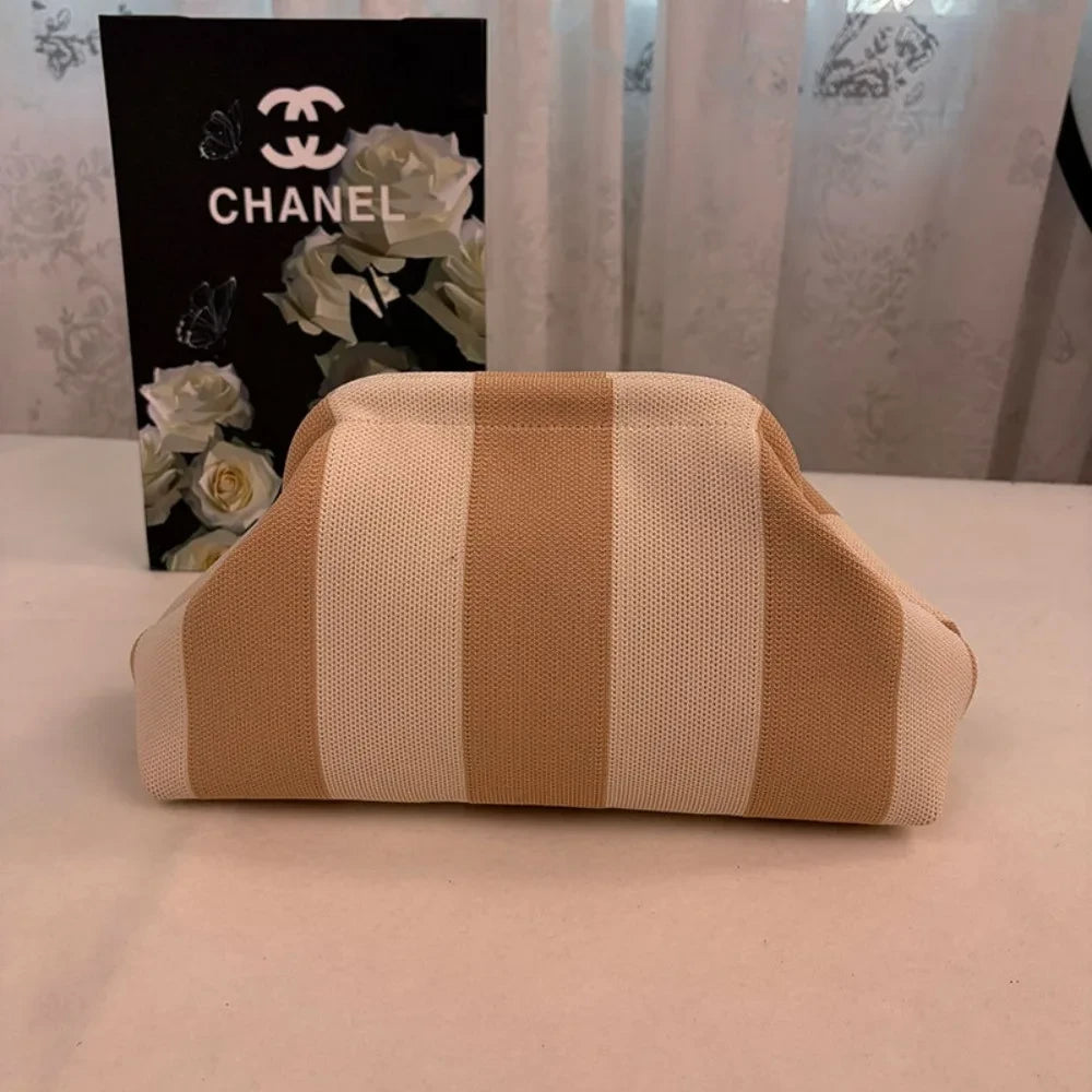 Striped Knitted Makeup Pouch